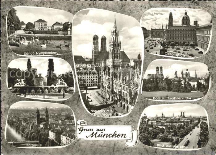 Muenchen Bayern Odeonplatz Dom Isar Schloss Nymphenburg