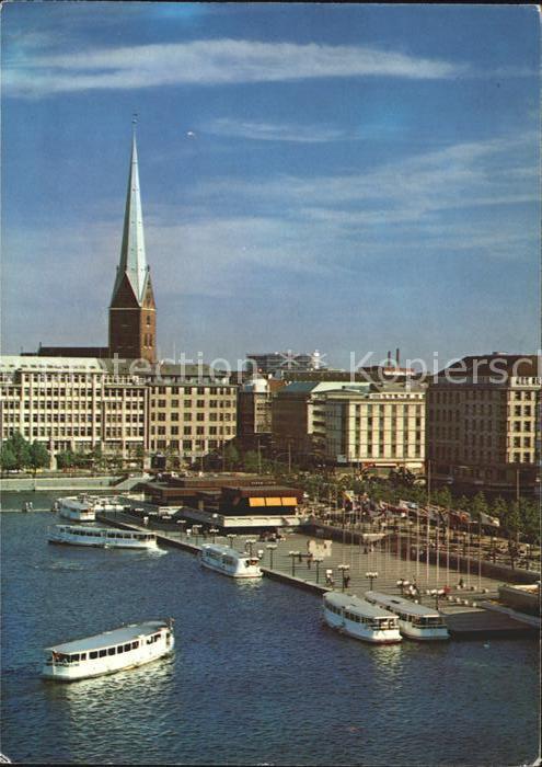 HAMBURG  CITY Binnenalster Jungfernstieg Anleger St. Petrikirche