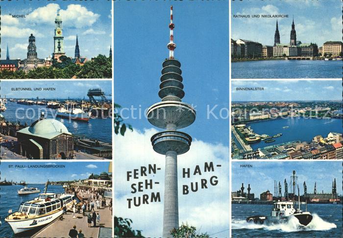 HAMBURG  CITY Fernsehturm Michel Elbtunnel Hafen Binnenalster