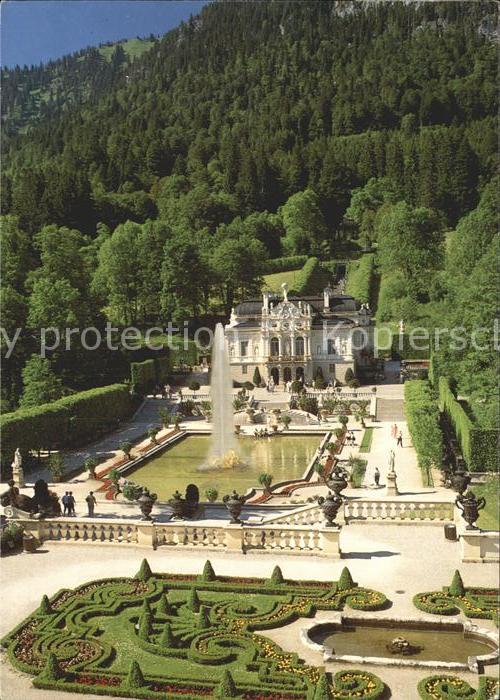 Schloss Linderhof Fliegeraufnahme mit Garten