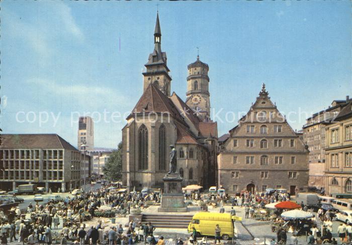 STUTTGART  CITY Stiftskirche Schillerplatz Blumenmarkt