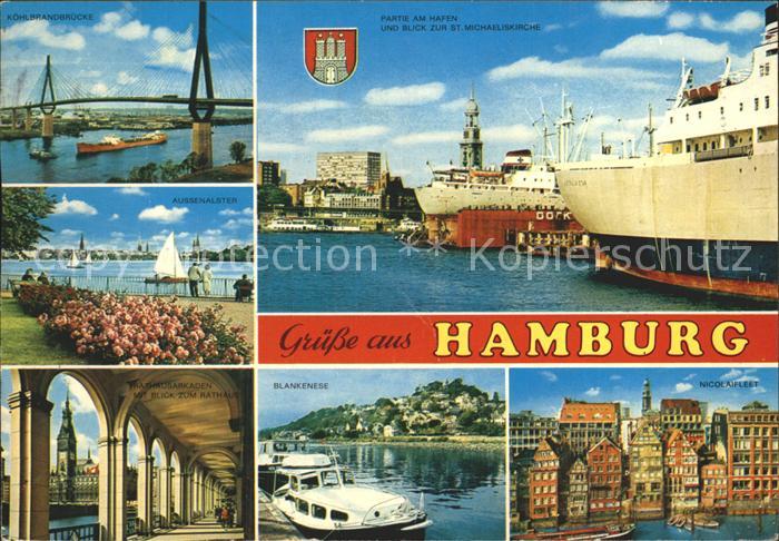 HAMBURG  CITY Koehlbrandbruecke Hafen St. Michaeliskirche Blankensee Nicolaiflee