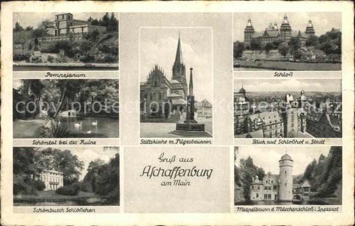Aschaffenburg Main Pompejanum Schloss Schoental Stiftskirche Pilgerbrunnen Schlo