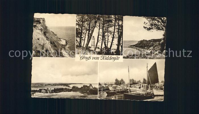 Insel Hiddensee Steilkueste Leuchtturm Panorama Bootshafen