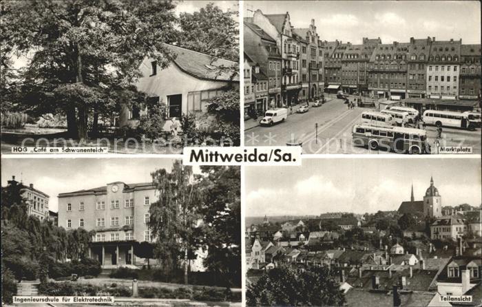 Mittweida HOG Cafe am Schwanenteich Marktplatz Ingenieurschule Teilansicht