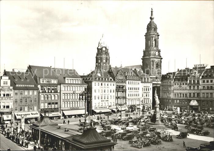 DRESDEN Elbe Altmarkt mit Siegesdenkmal und Kreuzkirche
