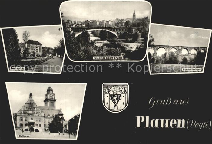 Plauen Vogtland Leninplatz Friedr Ebert Bruecke Syratalbruecke Rathaus