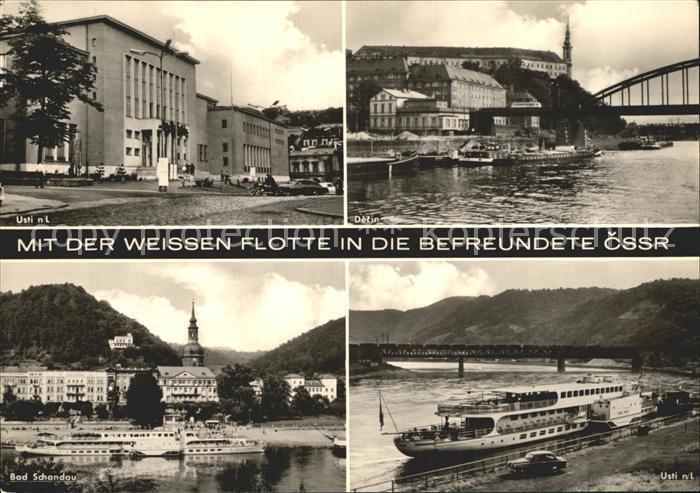Usti nad Labem Mit der Weissen Flotte in die CssR Geschaeftsstrasse Decin Decin