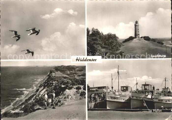 Insel Hiddensee Moewen Leuchtturm Steilkueste Hafenpartie
