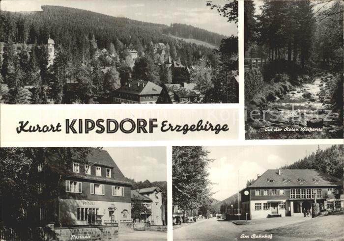 Kipsdorf Teilansicht An der Roten Weisseritz Postamt Bahnhof