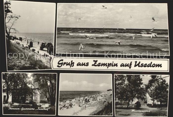 Zempin Steilkueste Meerblick Konsum Gaststaette Inselhof Strand Musikpavillon