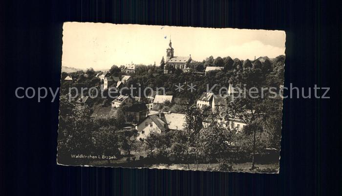 Waldkirchen Erzgebirge Ortsansicht mit Kirche Handabzug
