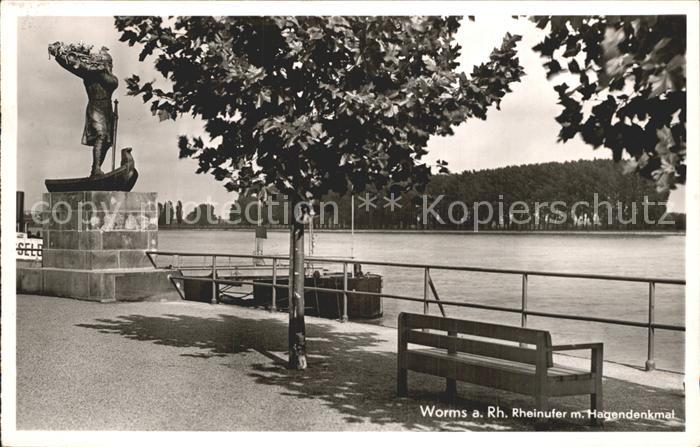Worms Rhein Rheinufer mit Hagendenkmal
