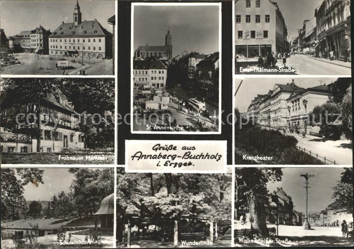 Annaberg-Buchholz Erzgebirge Rathaus Frohnauer Hammer Schutzteich Anlagen Kirche