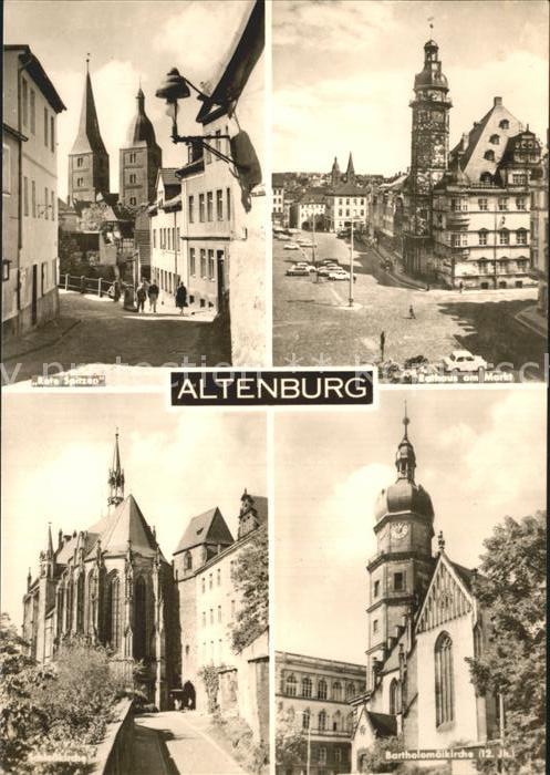 Altenburg Thueringen Rote Spitzen Doppelturm Wahrzeichen Rathaus Markt Kirche Sc