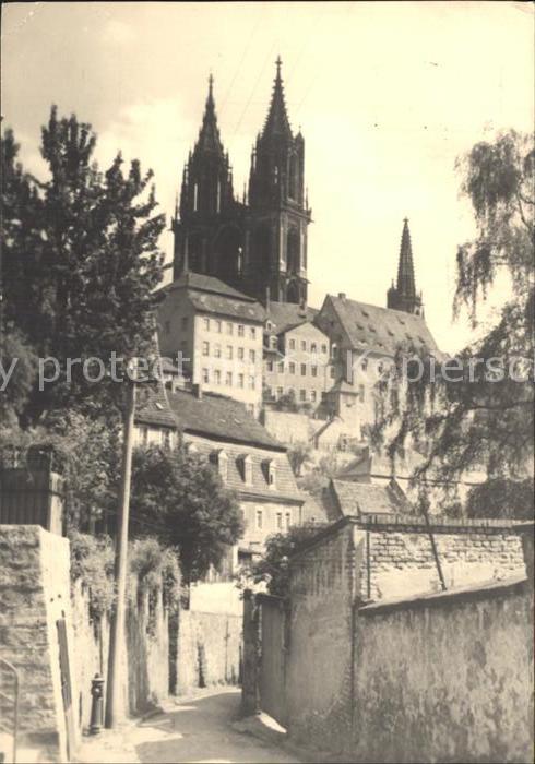 Meissen Elbe Sachsen Stadtmauer Blick zum Dom