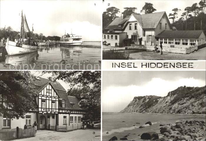 Kloster Hiddensee Hafen Fischkutter Dampfer Gaststaette Klausner Haus Wieseneck