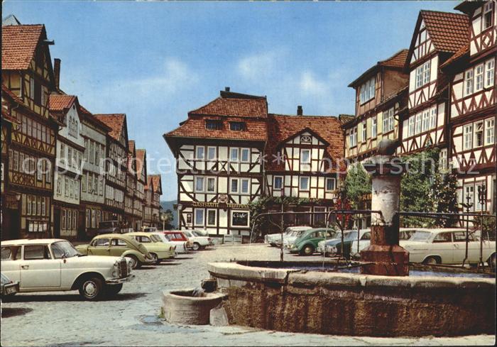 Allendorf Bad Sooden Marktplatz Brunnen Fachwerkhaeuser