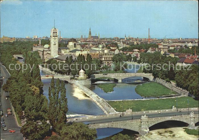 Muenchen Bayern Isar Bruecke Deutsches Museum