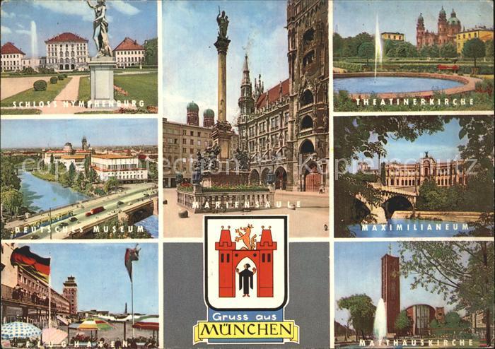 Muenchen Bayern Schloss Nymphenburg Mariensaeule Kirche Maximilianeum Flughafen