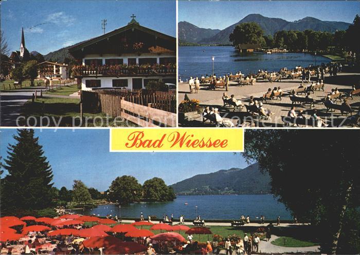 Bad Wiessee Ortspartie Uferpromenade am Tegernsee Alpen
