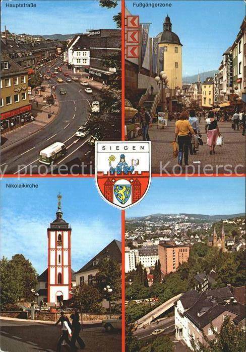 Siegen Westfalen Hauptstrasse Fussgaengerzone Nikolaikirche Wappen