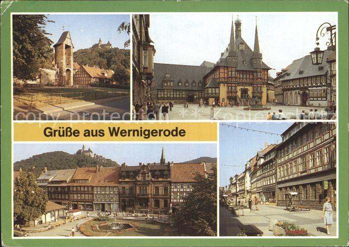 Wernigerode Harz Stadtmauer Rathaus Nicolaiplatz Fussgaengerzone Breite Strasse