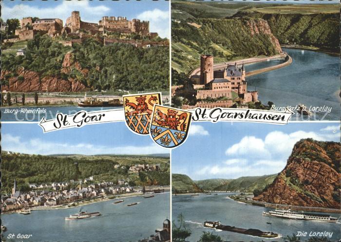 St Goar Burg Rheinfels Burg Katz Loreley Felsen Dampfer Binnenschifffahrt