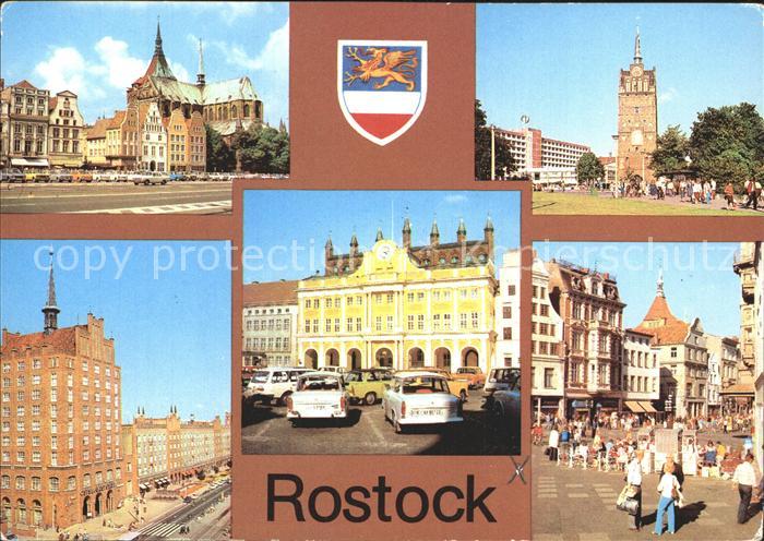ROSTOCK  CITY Ernst Thaelmann Platz Kroepeliner Tor Lange Strasse Rathaus Kroepe