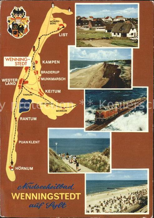 Wenningstedt Sylt Landkarte Insel Wohnhaeuser Strand Eisenbahn Damm Promenade