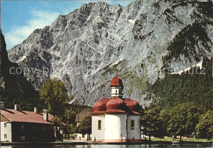 St Bartholomae Wallfahrtskirche mit Watzmann Ostwand Berchtesgadener Alpen