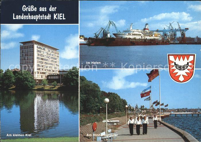 KIEL CITY Am kleinen Kiel Hochhaus Hafen Faehre Werft Hindenburgufer Marinesold