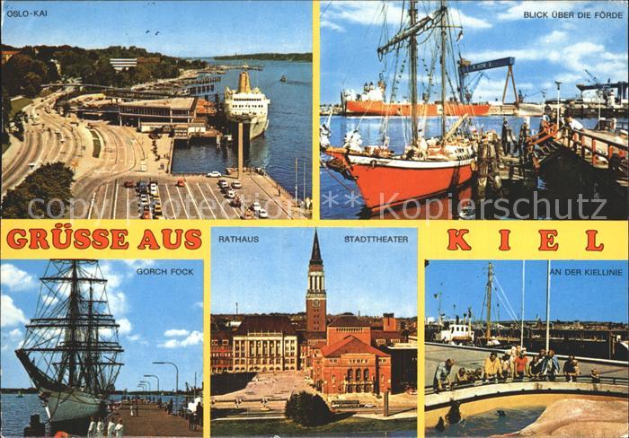 KIEL CITY Oslo Kai Foerde Fischkutter Frachter Gorch Forck Segelschulschiff Rat
