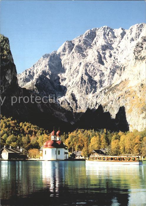St Bartholomae Wallfahrtskirche mit Watzmann Ostwand Berchtesgadener Alpen
