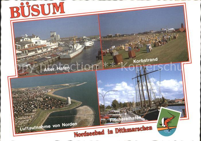 Buesum Nordseebad Alter Hafen Korbstrand Fischereihafen Segelboot Luftaufnahme