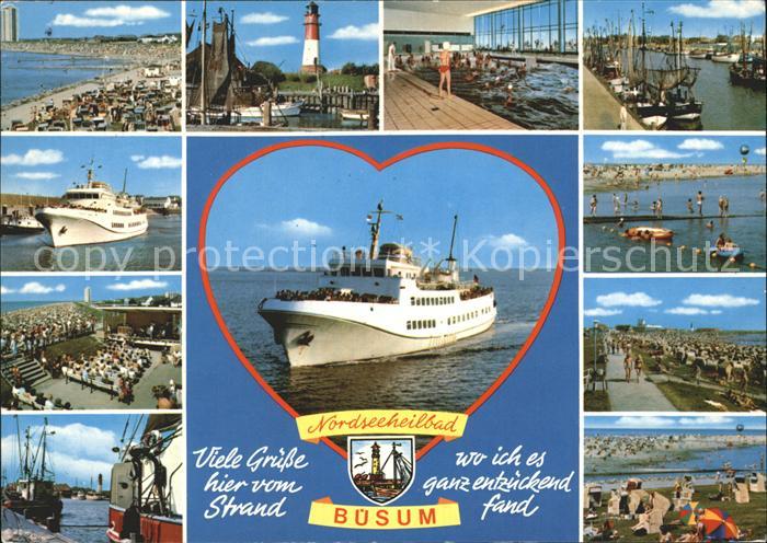 Buesum Nordseebad Strand Leuchtturm Hafen Faehre Konzertpavillon Hallenbad
