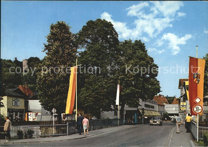 Bad Soden-Salmuenster Salzbruecke Kaufhaus Burgruine Fahnen