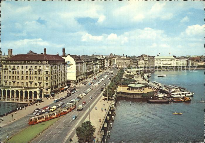 HAMBURG  CITY Jungfernstieg Strassenbahn Binnenalster Schiffe