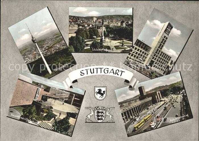 STUTTGART  CITY Fernsehturm Schlossplatz Rathaus Bahnhof Konzerthaus Liederhalle