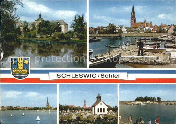 Schleswig Schlei Teilansichten Kirche Kapelle Hafen Fischerboot