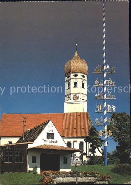 Andechs Alte Schmiede Maibaum Kirche