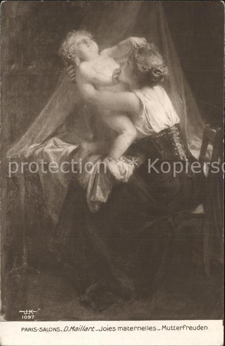 Kuenstlerkarte D. Maillart Joies maternelles Mutterfreuden