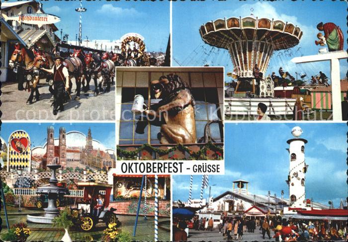 Oktoberfest Muenchen Karussell Brauerei-Pferdegespann Loewenbraeu