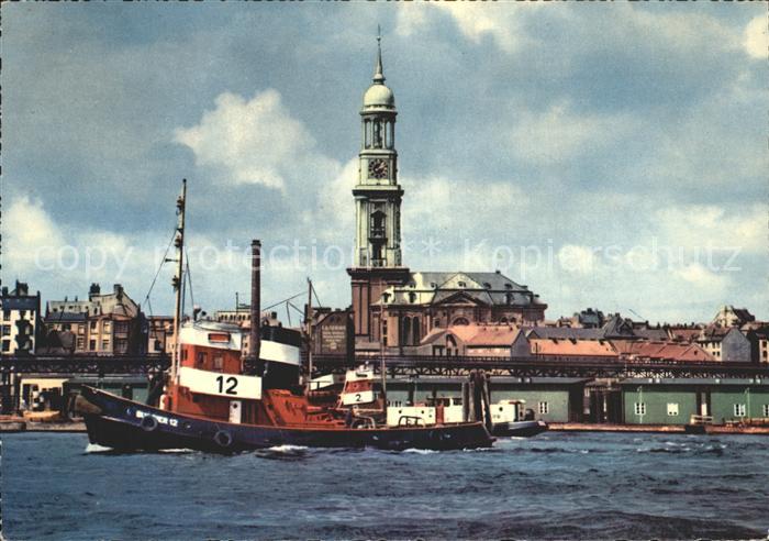 Dampfer Binnenschifffahrt Hamburg Hafen Michaeliskirche