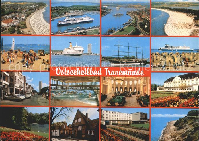 Travemuende Ostseebad Strand Schwimmbad Schiff Fliegeraufnahme