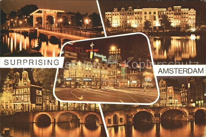 Amsterdam Niederlande Bruecke Nachtaufnahme