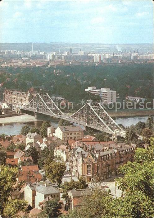 DRESDEN Elbe Blick zum Blauen Wunder