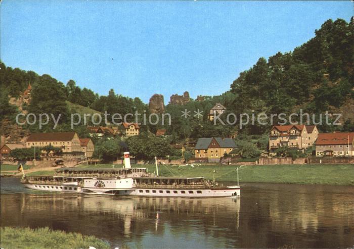 Rathen Saechsische Schweiz Elbepartie Raddampfer Talwaechter Lokomotive Lamm