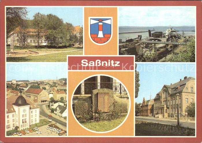 Sassnitz Ostseebad Ruegen Krakenhaus Faehrhafen Schwedenfaehre Gotaland Blick vo