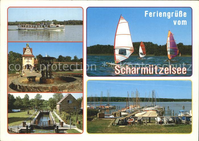 Scharmuetzelsee Passagierschiff Surfer Bad Saarow Pieskow Bahnhof Schleuse Diens